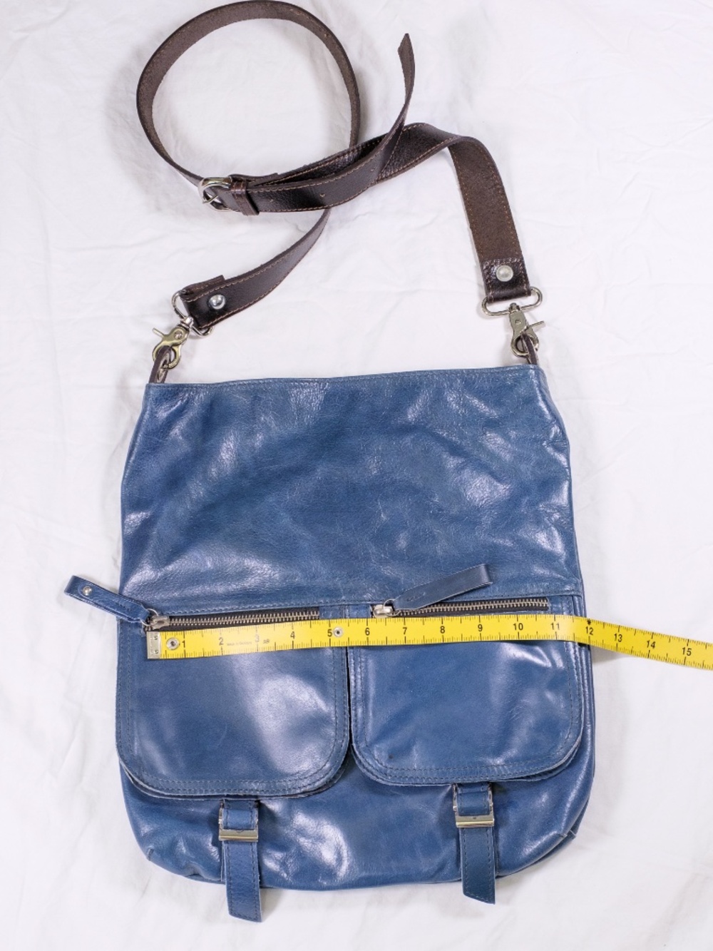 Tano Blue Teal Leather Crossbody Bag - Picture 4 of 12